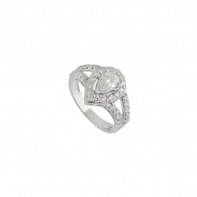 18k White Gold Pear Cut Diamond Ring 1.61ct